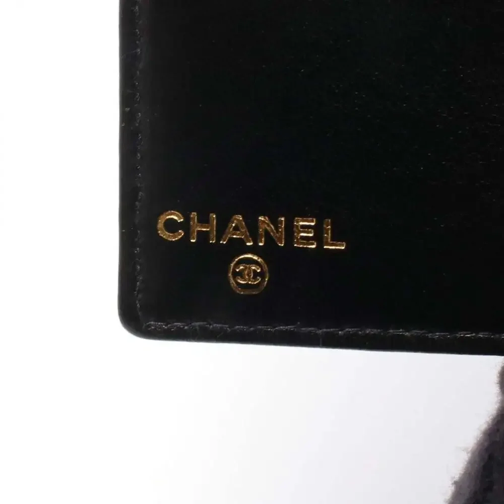 CHANEL Black Leather Logo Wallet